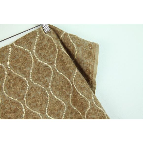 Brown Embroidered Sequin Embellished Scarf 66"x24" Boho Whimsigoth Fairy Witchy - Picture 8 of 10